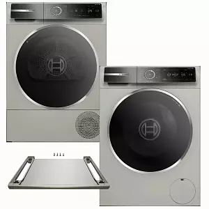 Bosch 8-Series колонна стирка + сушка (серебро) Стиральная машина Bosch WGB256axme сушильная машина Bosch WQB245bxme Соединительный элемент для сушильных машин WTZ2751X